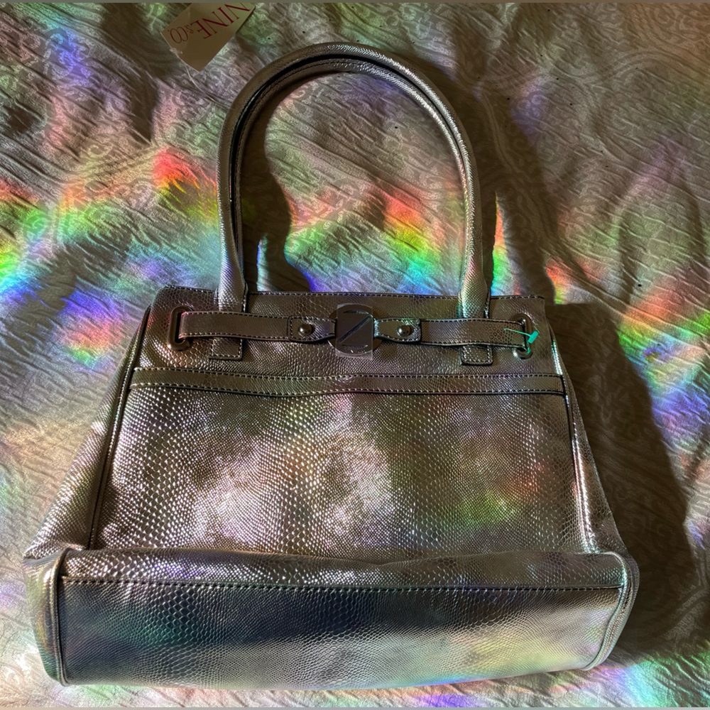 Silver metallic holographic Nine & Co purse